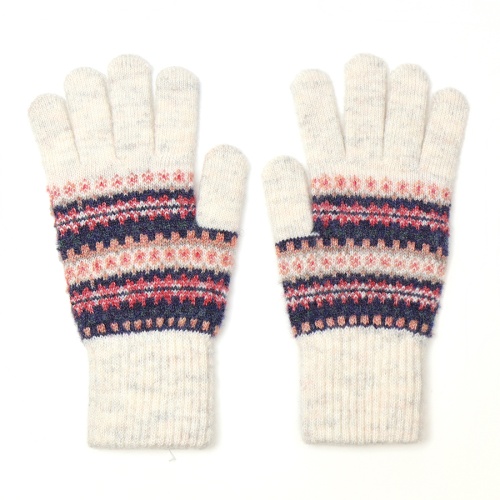 Cream & Coral Mix Fair Isle Gloves by Peace of Mind